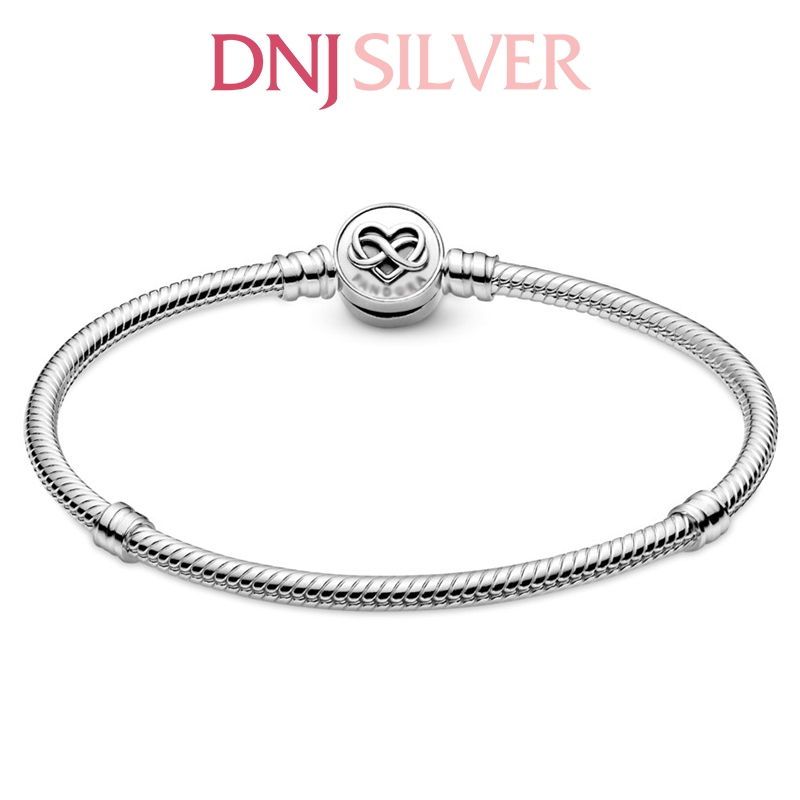 Vòng tay charm bạc 925 cao cấp - Vòng charm Moments Heart Infinity Clasp Snake Chain - Vòng tay dành cho nam và nữ - Vòng mềm
