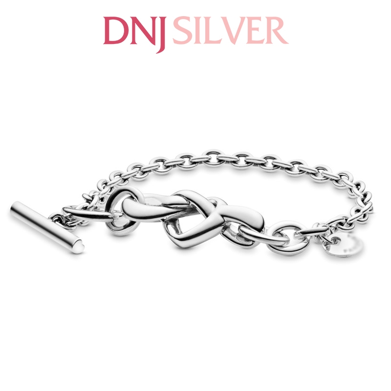 Vòng tay charm bạc 925 cao cấp - Vòng charm Knotted Heart T-Bar - Vòng tay dành cho nam và nữ - Vòng mềm