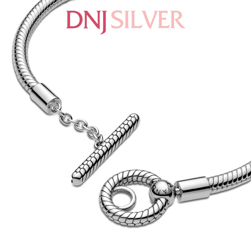 Vòng tay charm bạc 925 cao cấp - Vòng charm Moments T-Bar Snake Chain - Vòng tay dành cho nam và nữ - Vòng mềm