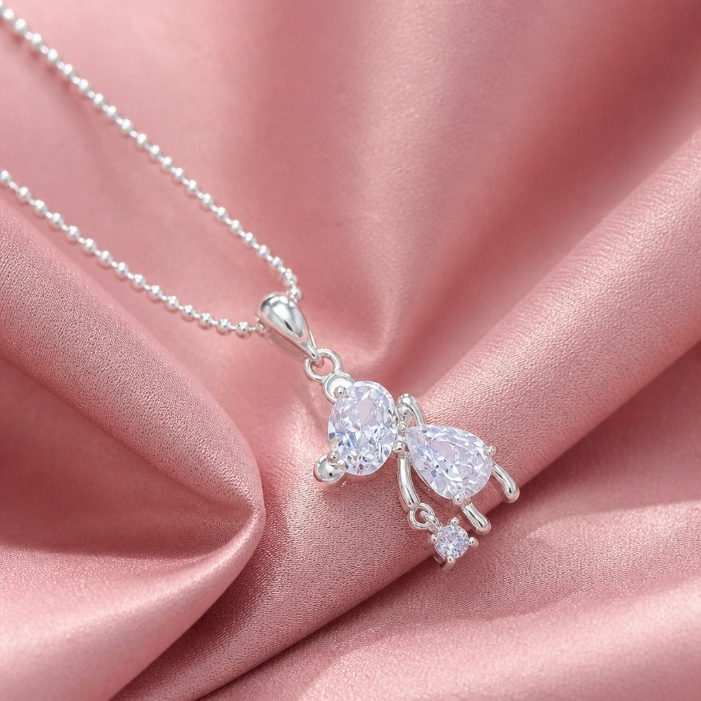 Dây Chuyền Kèm Mặt Bạc Ý Cho Nữ - Mặt cỏ 4 lá may mắn - DCKMY023