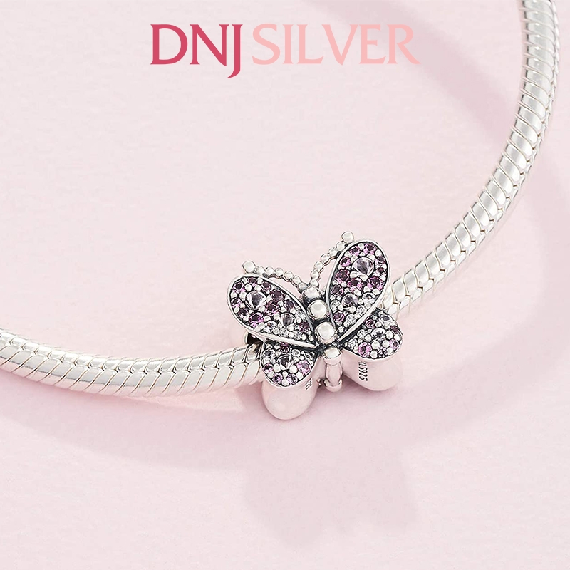 [Chính hãng] Charm bạc 925 cao cấp - Charm Pink Pavé Butterfly thích hợp để mix vòng tay charm bạc cao cấp - DN290