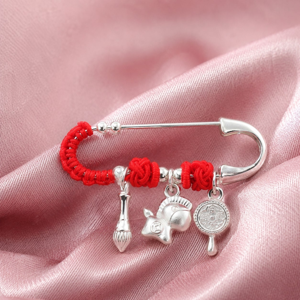 Ghim Cài Áo Bạc S99 Cho Bé - Cườm Nhiều Màu Mix Charm - GCAB001