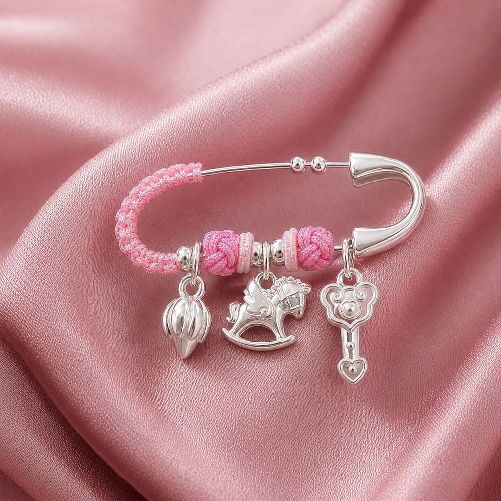Ghim Cài Áo Bạc S99 Cho Bé - Cườm Nhiều Màu Mix Charm - GCAB001