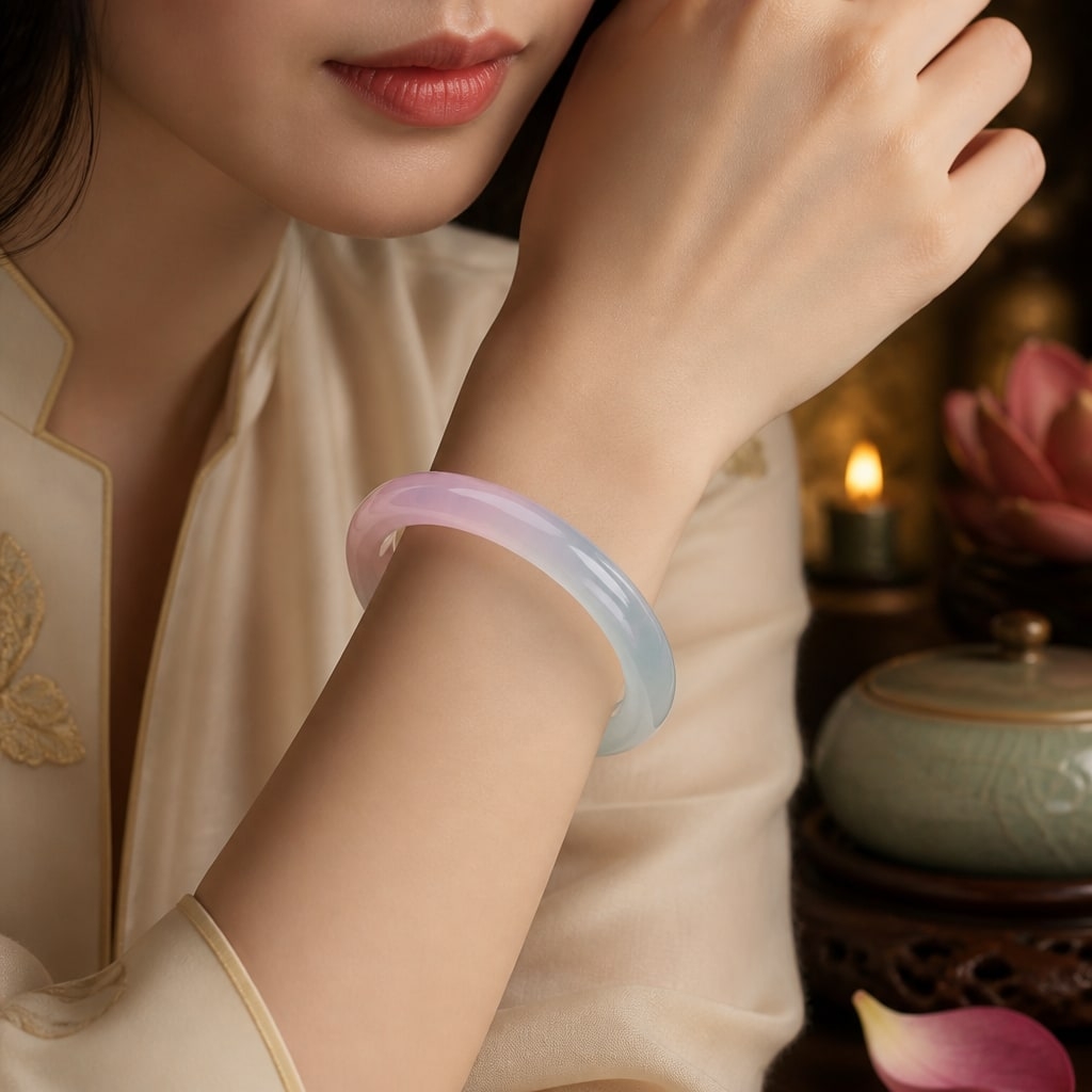 Vòng Đá Chalcedony Xanh Pha Hồng 8mm - VDQ030
