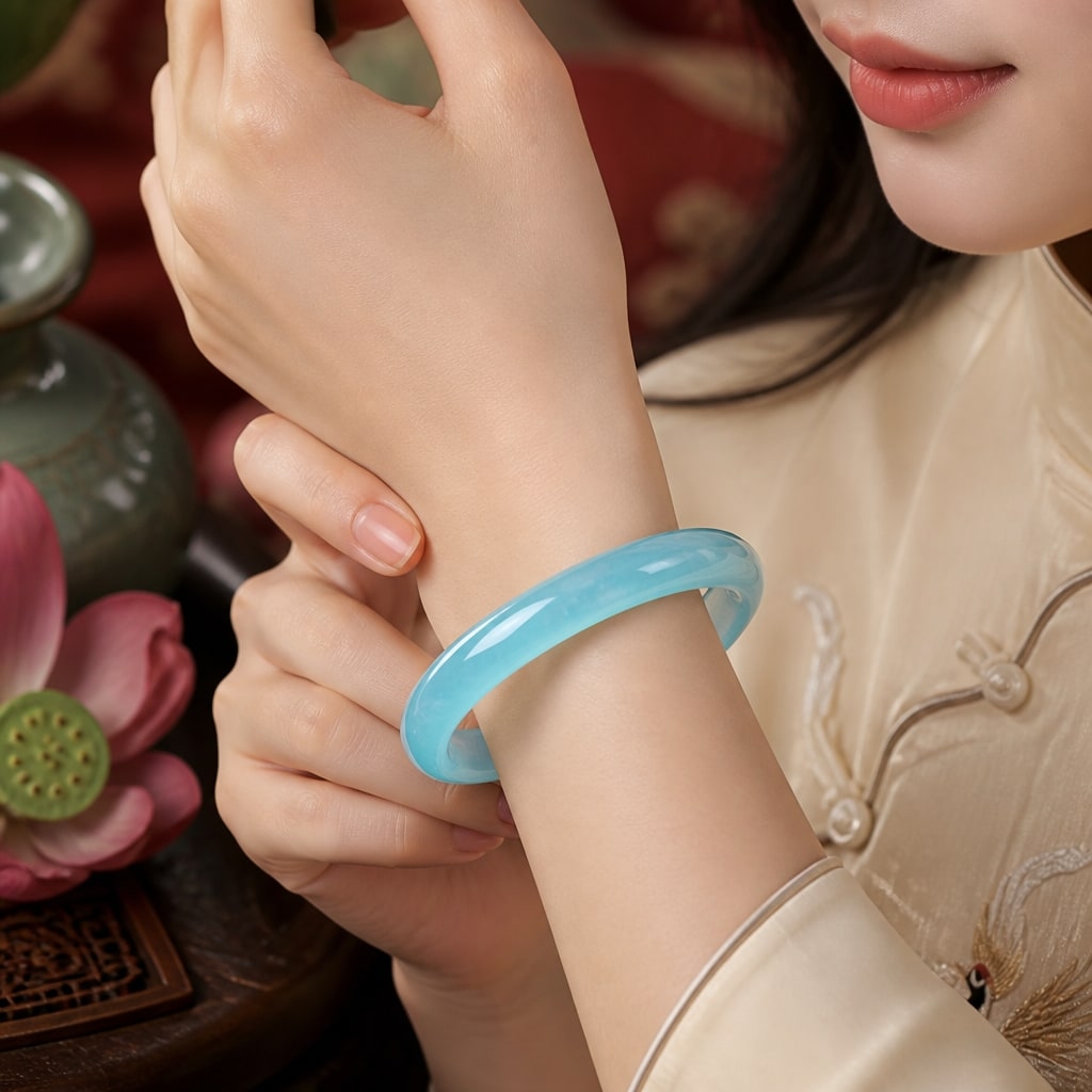 Vòng Đá Du Long Xanh Dương Mẫu 1 - VDQ033