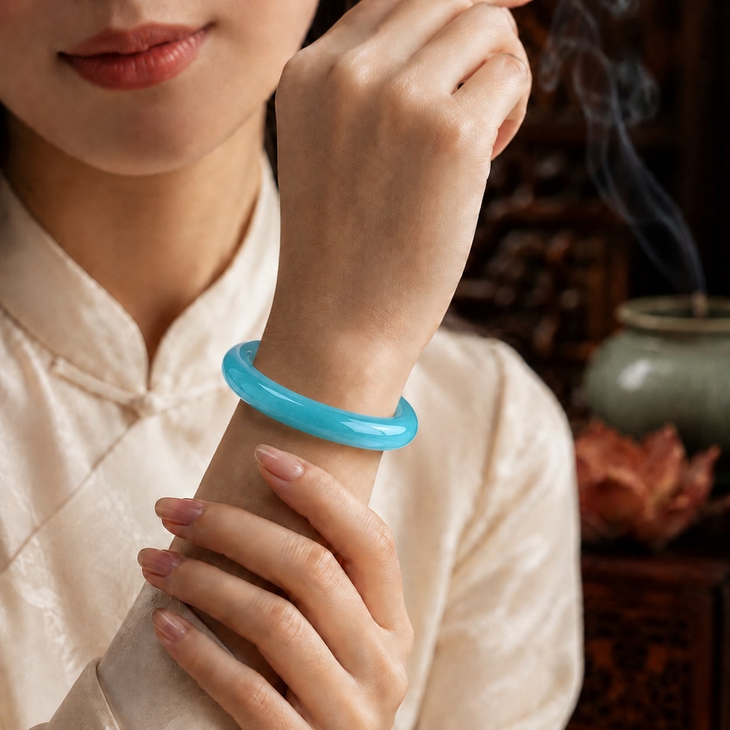 Vòng Đá Du Long Xanh Dương Mẫu 2 - VDQ034