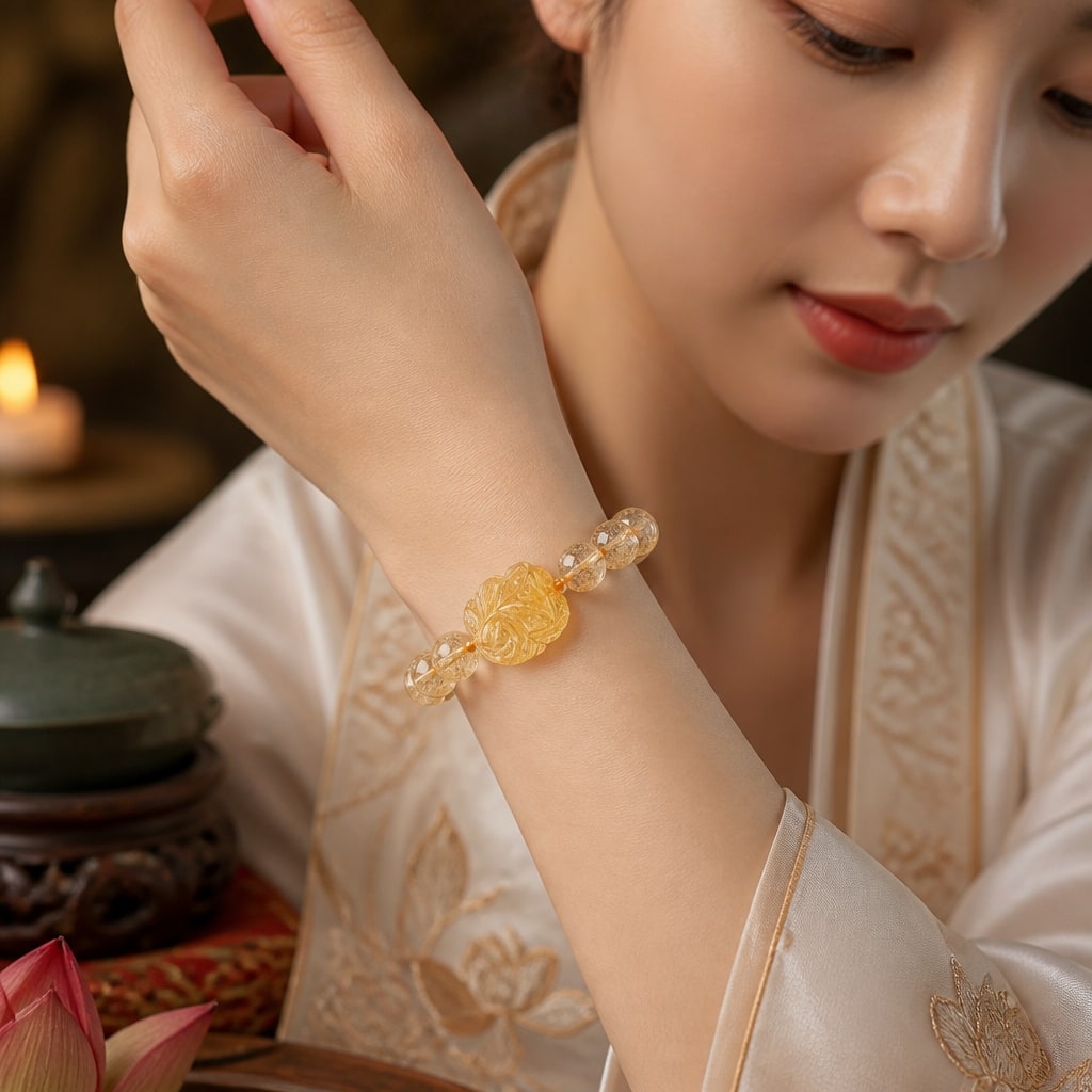 Vòng Hồ Ly Đá Thạch Anh Vàng - VDQ045