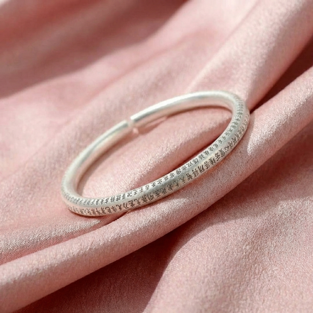 Vòng Tay Bạc Bát Nhã Tâm Kinh - Vòng Đặc Bạc Nguyên Chất - VTBBNTK0045