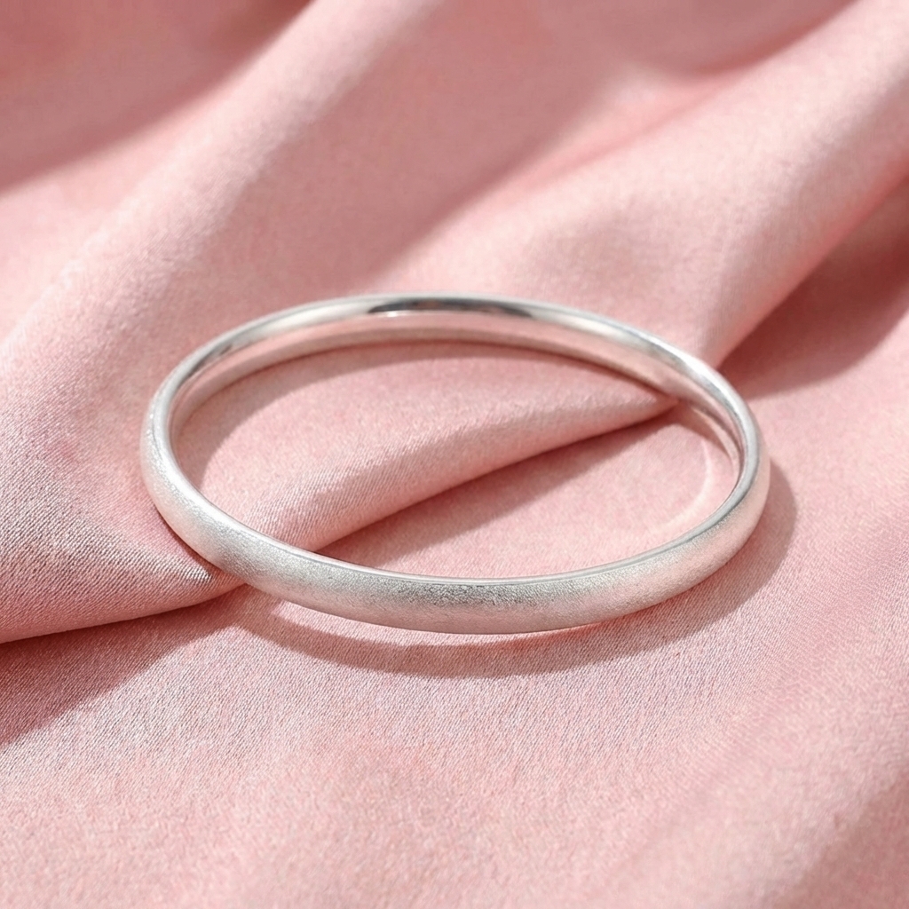 Vòng Tay Bạc Trơn Nhám Bản Dày - Vòng Đặc Bạc Nguyên Chất - VTBTNBD0028