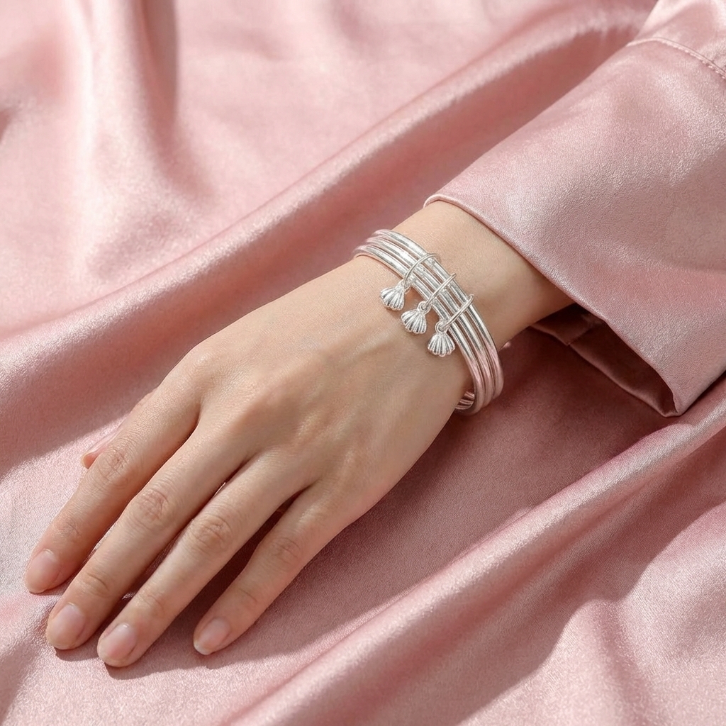 Vòng Tay Bạc Kiềng 3 - Vòng Đặc Bạc Nguyên Chất - VTBK0014