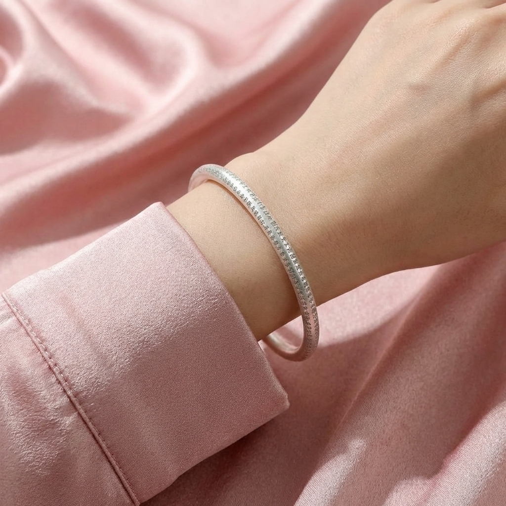 Vòng Tay Bạc Bát Nhã Tâm Kinh - Vòng Đặc Bạc Nguyên Chất - VTBBNTK0045