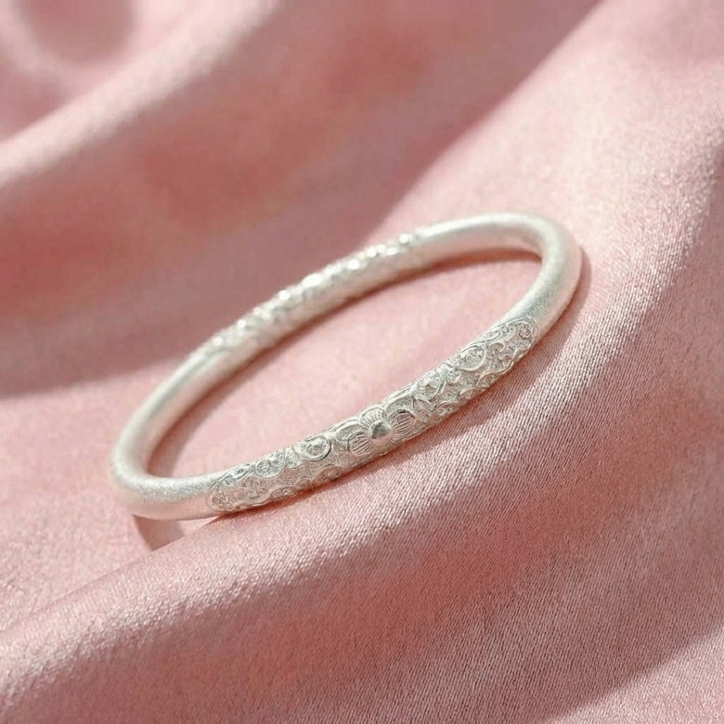 Vòng Tay Bạc Liên Hoa - Vòng Đặc Bạc Nguyên Chất - VTBLH0020