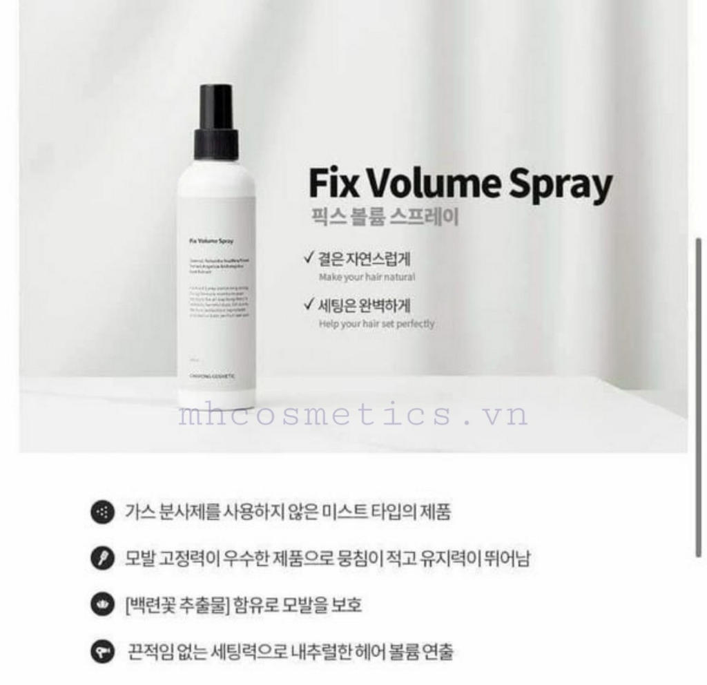 Xịt phồng tóc Chahong Fix Volume Spray 250ml: Tìm kiếm một sản phẩm để quyến rũ của bạn thật đặc biệt và độc đáo? Hãy tham khảo Xịt phồng tóc Chahong Fix Volume Spray 250ml. Sản phẩm này giúp tóc phồng lên và cải thiện độ bền và độ dày của tóc, tăng cường khả năng kiểm soát tóc của bạn. Tham khảo ngay hình ảnh tuyệt đẹp liên quan đến Xịt phồng tóc Chahong Fix Volume Spray 250ml.