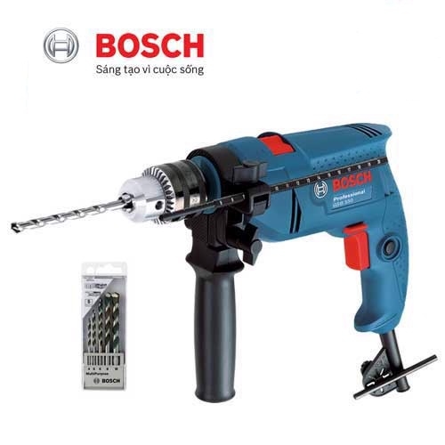 Máy khoan động lực Bosch GSB 550 RE + Bộ 5 mũi khoan đa dụng