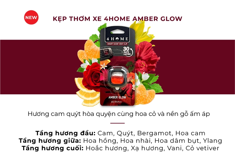 Kẹp thơm xe 4Home - Amber Glow