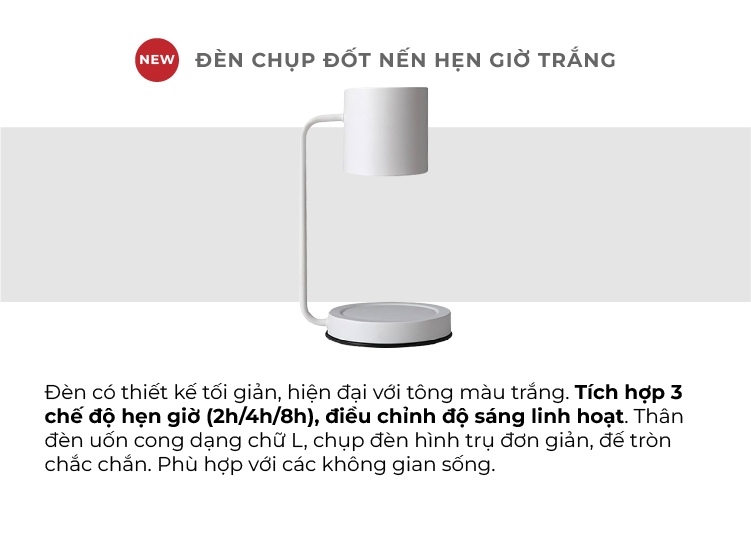 Đèn đốt nến hẹn giờ White