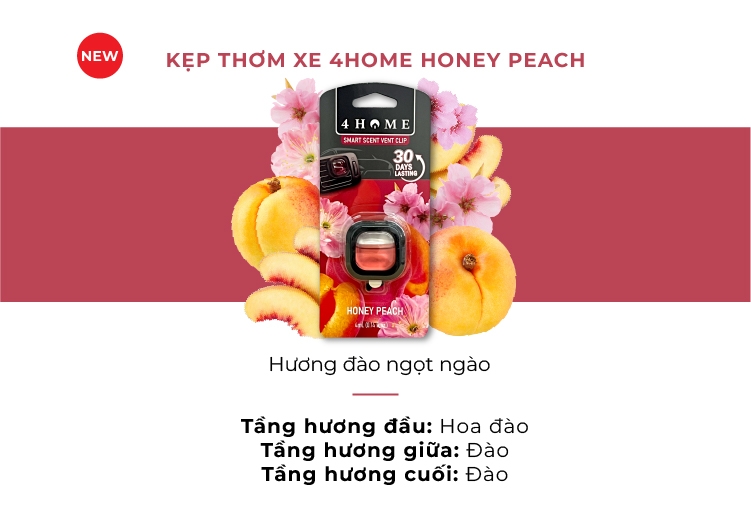 Kẹp thơm xe 4Home - Honey Peach