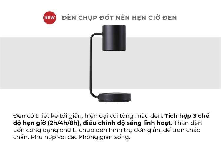 Đèn đốt nến hẹn giờ Black