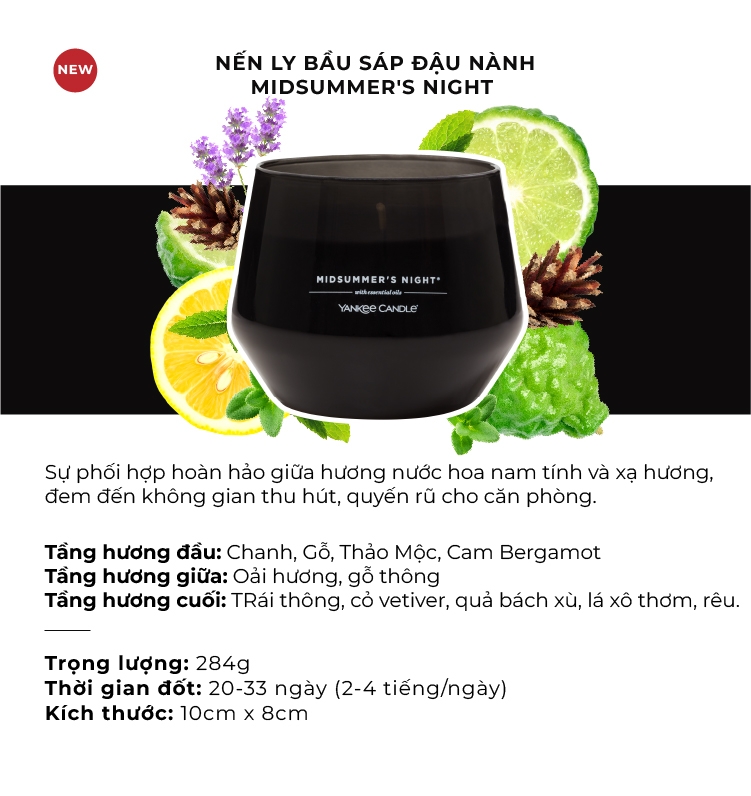 Nến ly bầu Yankee Candle mùi Midsummer's Night