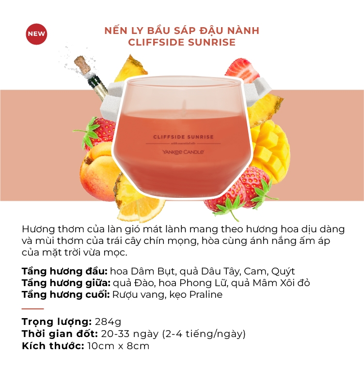 Nến ly bầu Yankee Candle mùi Cliffside Sunrise