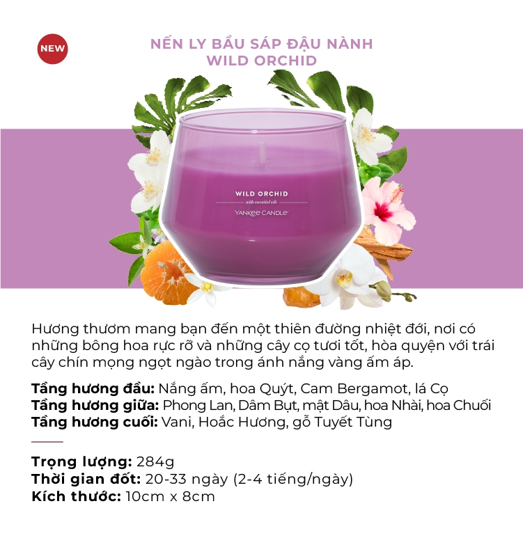 Nến ly bầu Yankee Candle mùi Wild Orchid