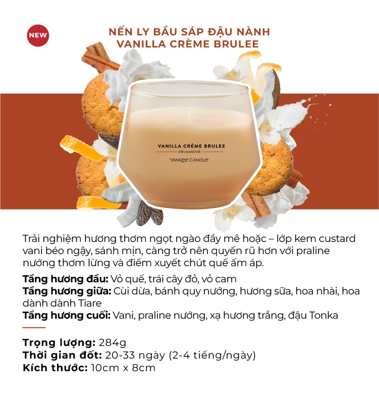 Nến ly bầu Yankee Candle Vanilla Crème Brulee