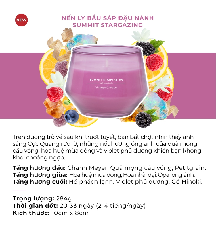Nến ly bầu Yankee Candle mùi Summit Stargazing
