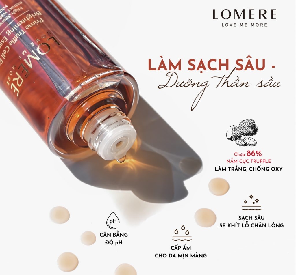 NƯỚC CÂN BẰNG DƯỠNG TRẮNG PHỤC HỒI DA LOMERE PRIME TRUFFLE CELL REPAIR BRIGHTENING ESSENCE SKIN | QP beauty