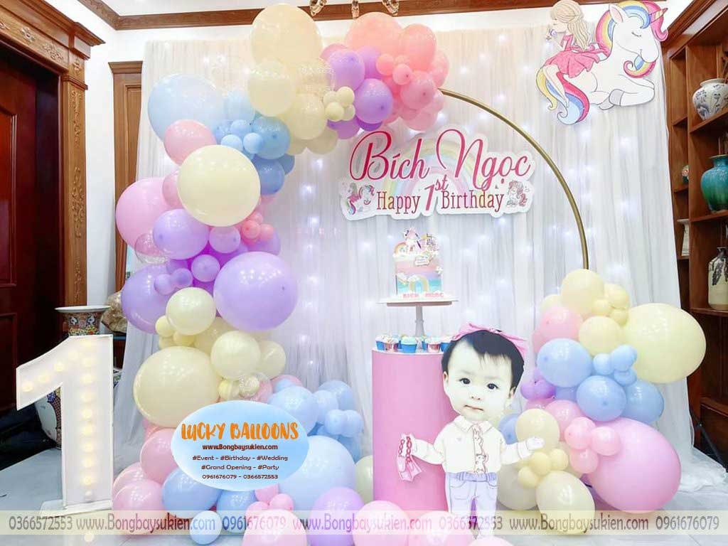 Trang trí sinh nhật màu hồng cho bé gái đơn giản tại Hà Nội  bongbaysukiencom