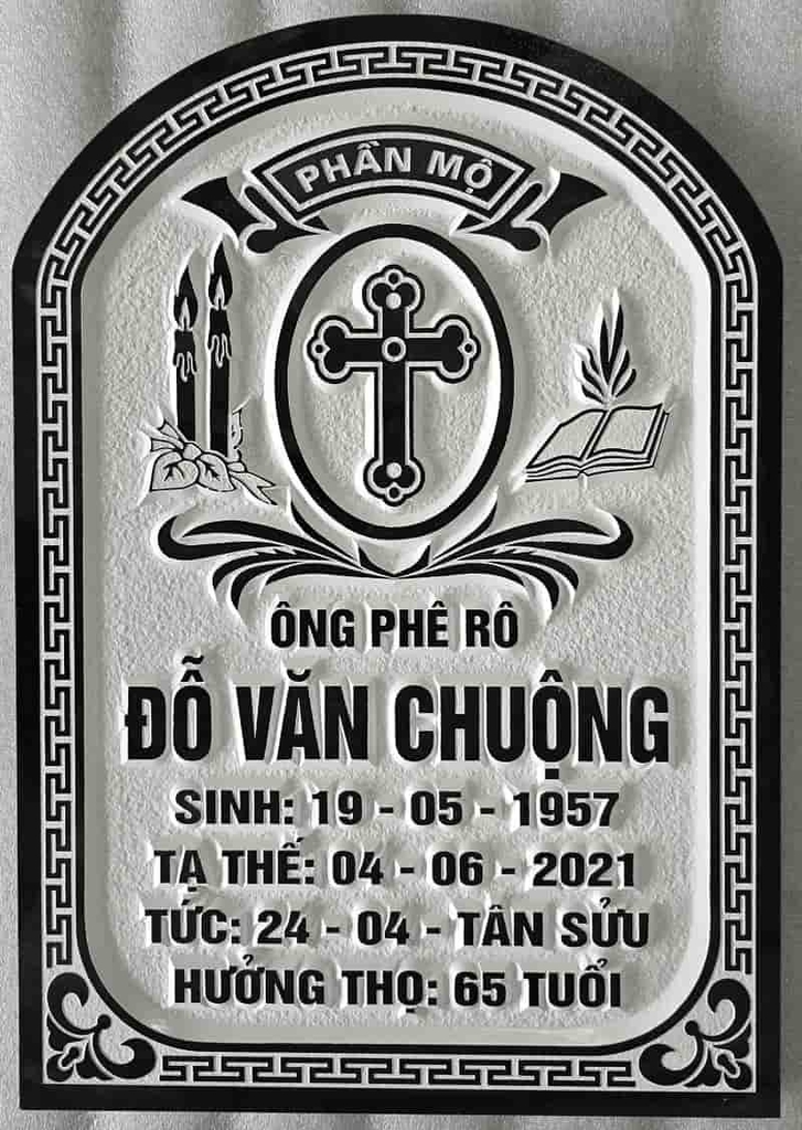 Khắc bia mộ công giáo chữ nổi 3D sắc nét độ bền vĩnh cửu