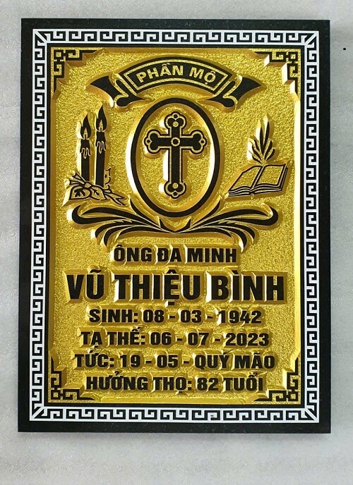 Mẫu Bia Mộ Công Giáo Chữ Nổi 3D - 09