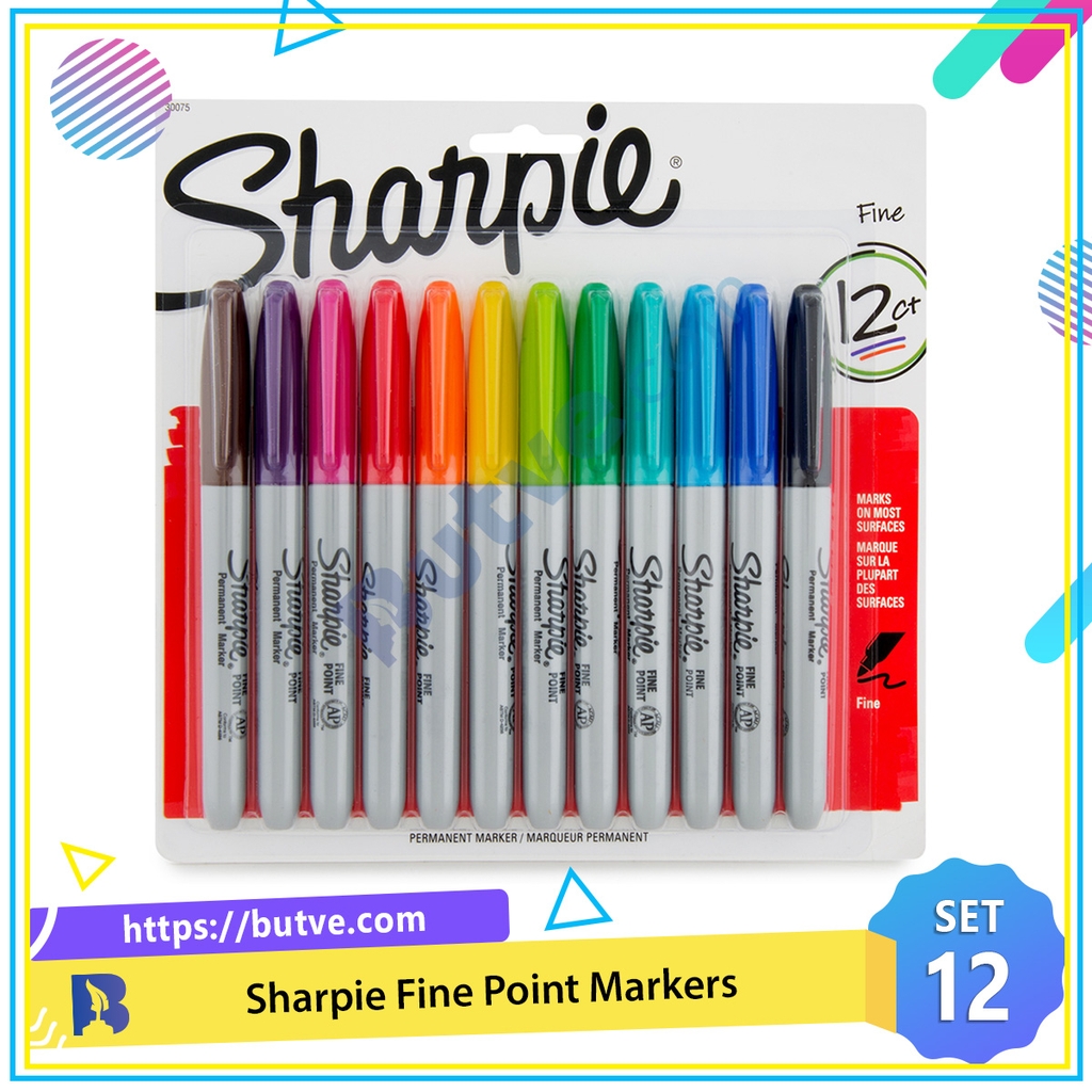 Vỉ 12 màu bút lông dầu vẽ trên mọi chất liệu Sharpie Fine Point | Butve.com Vỉ 12 Màu Bút Lông Dầu Vẽ Trên Mọi Chất Liệu Sharpie Fine Point | Butve.Com
