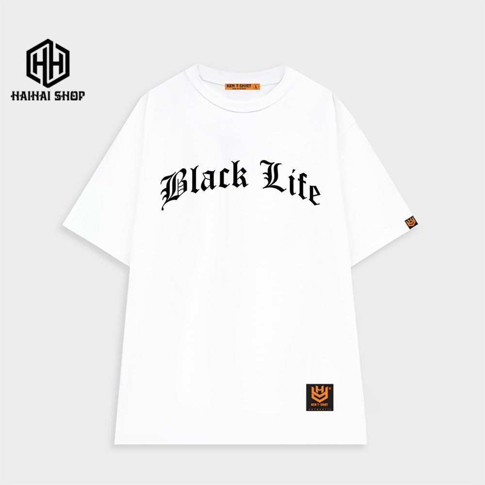 Áo Thun Đơn Giản Tay Lỡ Unisex Nam Nữ Black Life 674 Form Rộng Basic |  Haihaishop Xưởng Áo Thun Giá Sỉ
