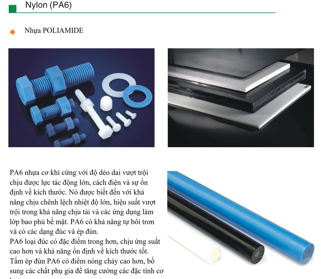 Nhựa chịu mài mòn Polyamide - PA6