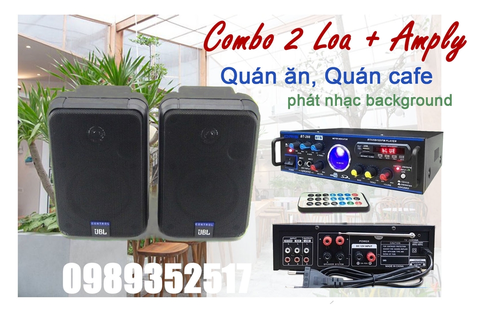 COMBO JBL BT-266 2 Loa + Amply Phát Nhạc Background cho nhà hàng cafe..