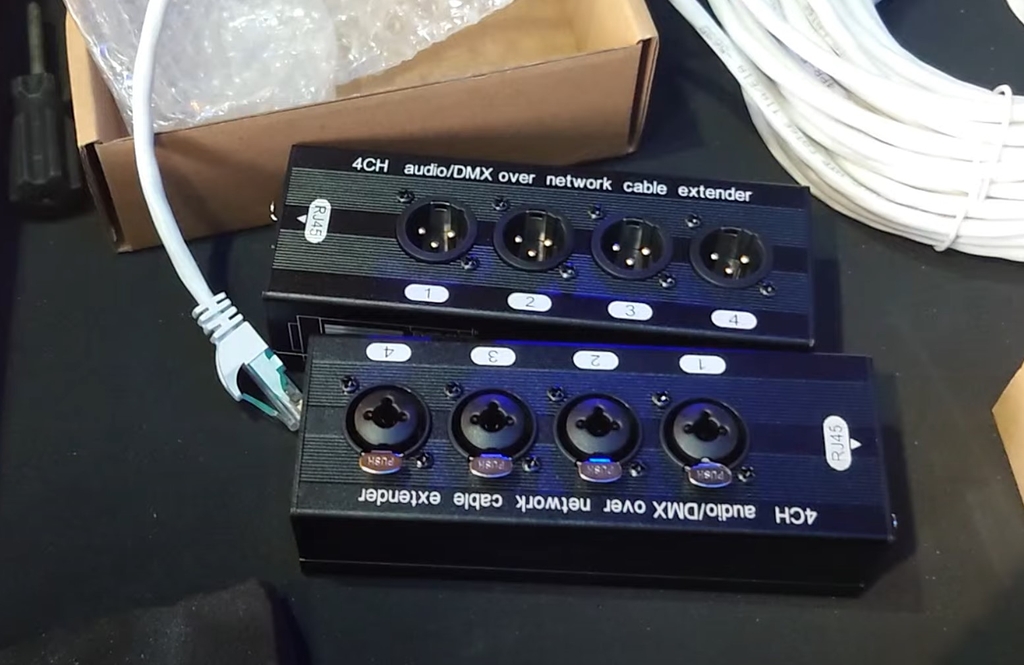 4CH XLR Adaptor Nối Dài Tín Hiệu Âm Thanh Qua Cáp Mạng Cat-6