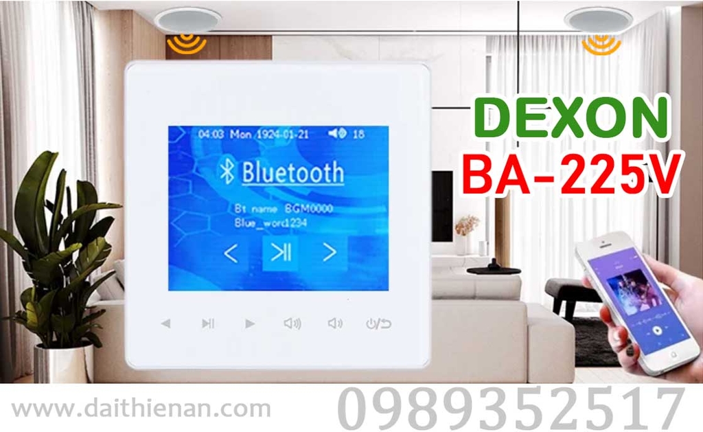 DEXON BA-225V - Amply Âm Tường Cho Căn Hộ và Loa Âm Trần, Âm Thanh Hay Trong Sáng