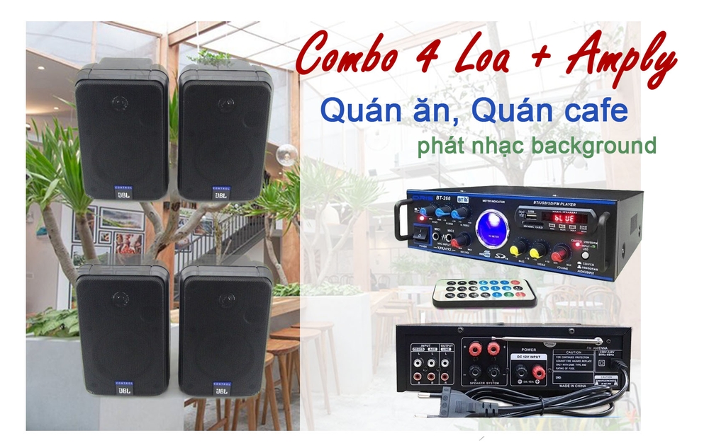 COMBO JBL BT-266 4 Loa + Amply Phát Nhạc Background cho nhà hàng cafe..