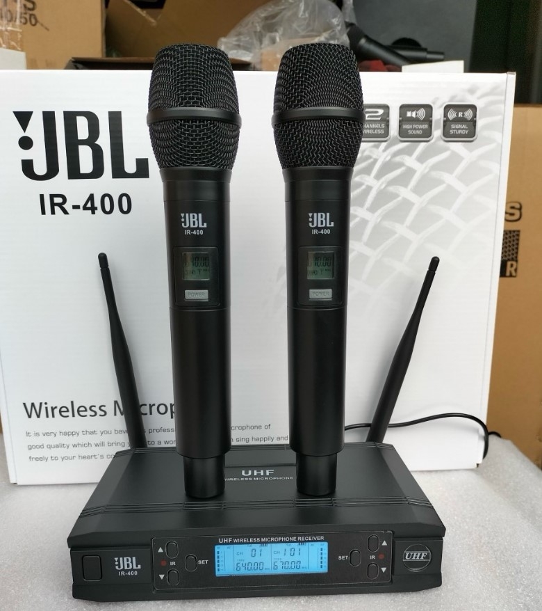 JBL IR400 Micro Không Dây, Bộ 2 Micro Bộ Thu Nhỏ Gọn, Chất lượng hoàn hảo cho karaoke gia đình 