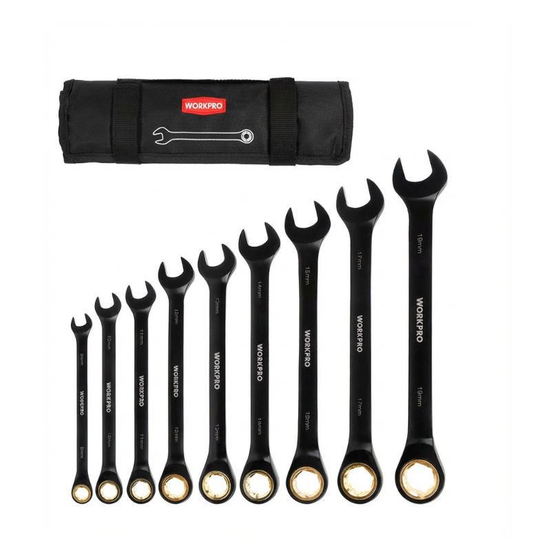 Bộ cờ lê 1 đầu khóa 1 đầu vòng tự động chống trượt Workpro WP202602 (đen)