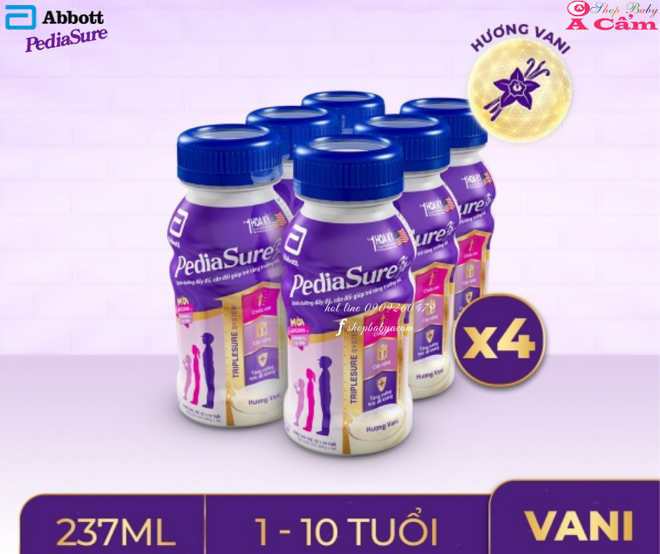 Thùng Sữa nước Pediasure Vanilla 237ml dành cho trẻ biếng ăn từ 1 đến 10 tuổi