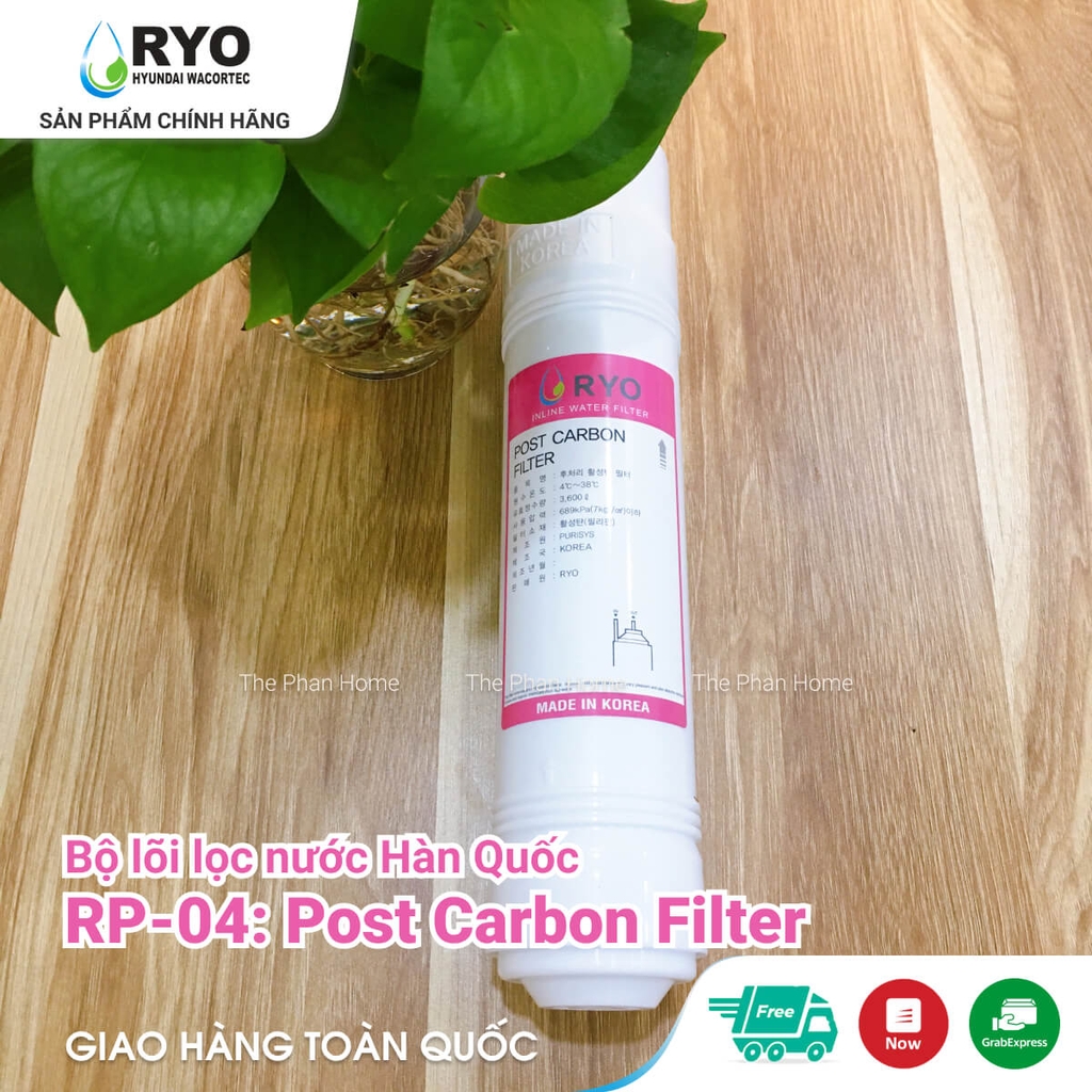 Lõi Lọc Nước RYO RP-04 - Post-Carbon Filter - Nhập khẩu Hàn Quốc, dùng cho mọi dòng Máy Lọc Nước UF (như RYO Hyundai, KoriHome, Canzy, CNC, Humero...)