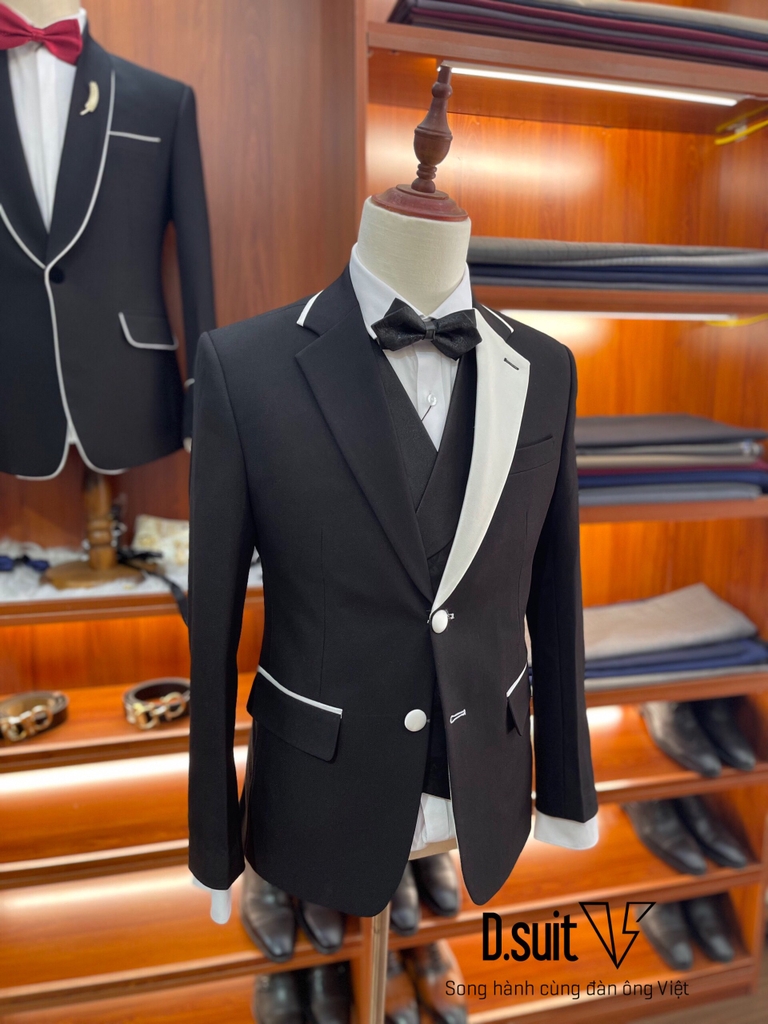 Áo vest nam màu trắng phối cổ đen - VR17 - NiNiStore 2024
