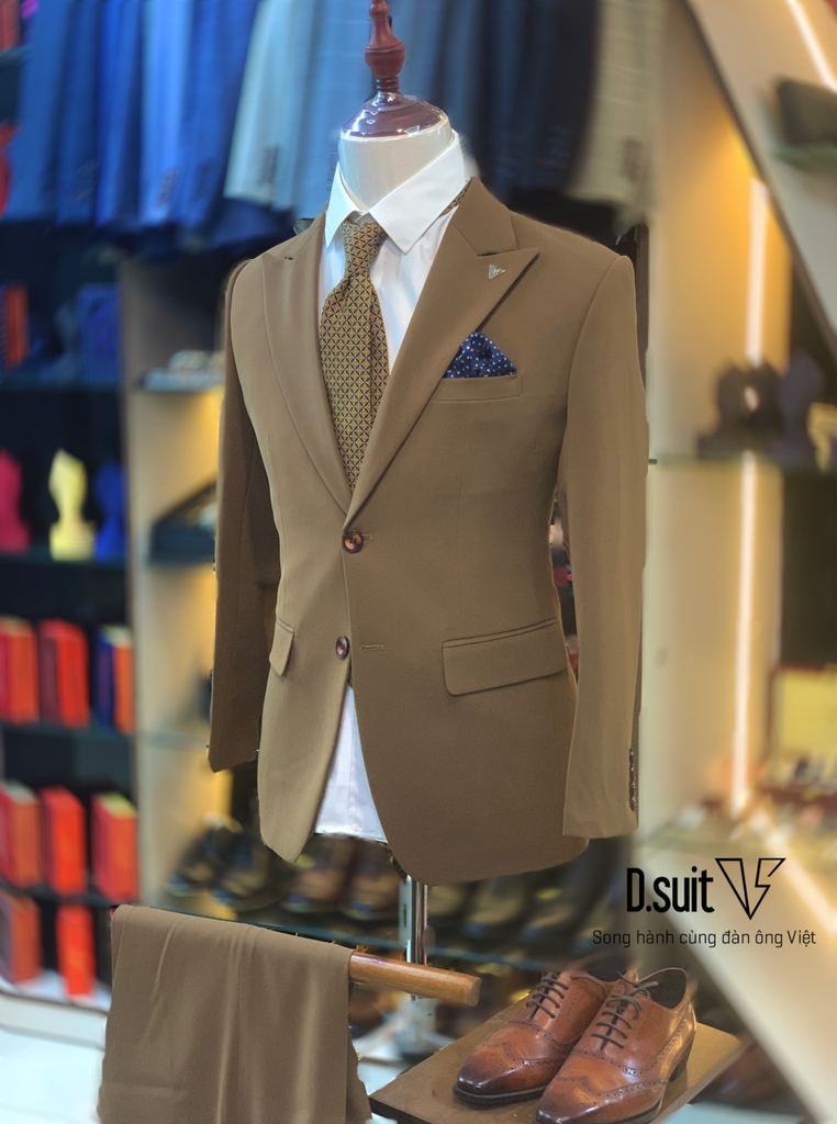 Bộ Suit Nâu Nhạt Caro Modern Fit TGS275 | Thế Giới Vest Nam