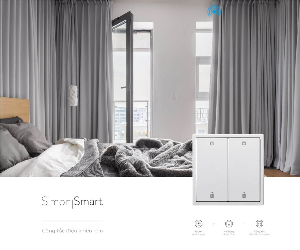 Công tắc rèm thông minh Simon i7 Smart