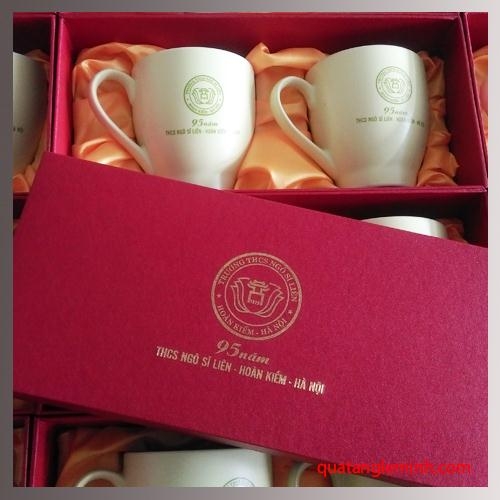Cốc sứ Hàn Quốc Pastel Mug Cup  In logo THCS Ngô Sỹ Liên