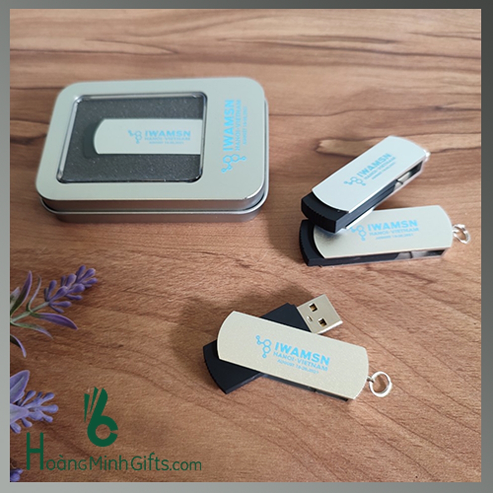 USB KIM LOẠI NẮP XOAY KHẮC LOGO - HMD VIỆN KHOA HỌC CÔNG NGHỆ