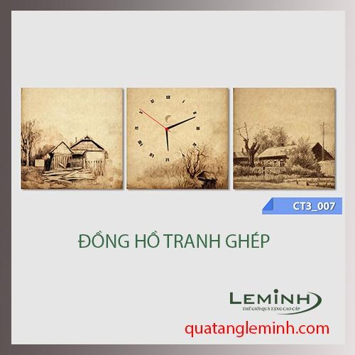 Đồng hồ tranh - bộ 3 tâm vuông