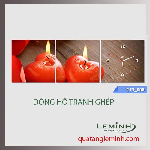 Đồng hồ tranh - bộ 3 tâm vuông