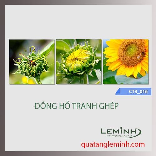 Đồng hồ tranh - bộ 3 tâm vuông